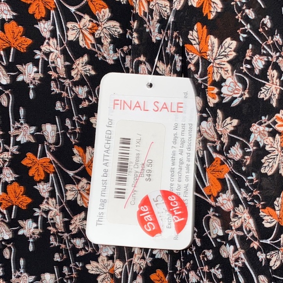Hayden Los Angeles  Floral Long Sheer Sleeve Dress in Black, tan and orange. NWT - Picture 5 of 7